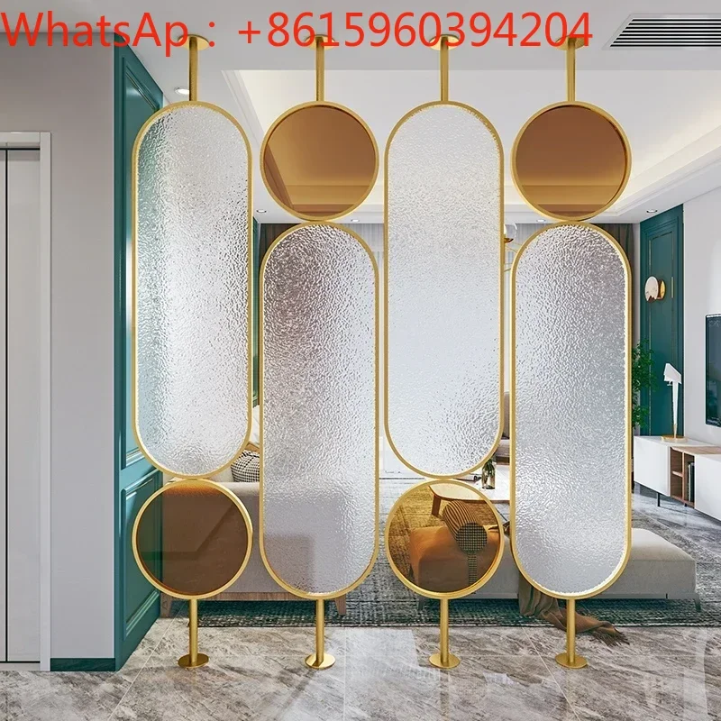 Customized light luxury glass screen to partition living room porch to block lollipop iron art stainless steel simple decoration