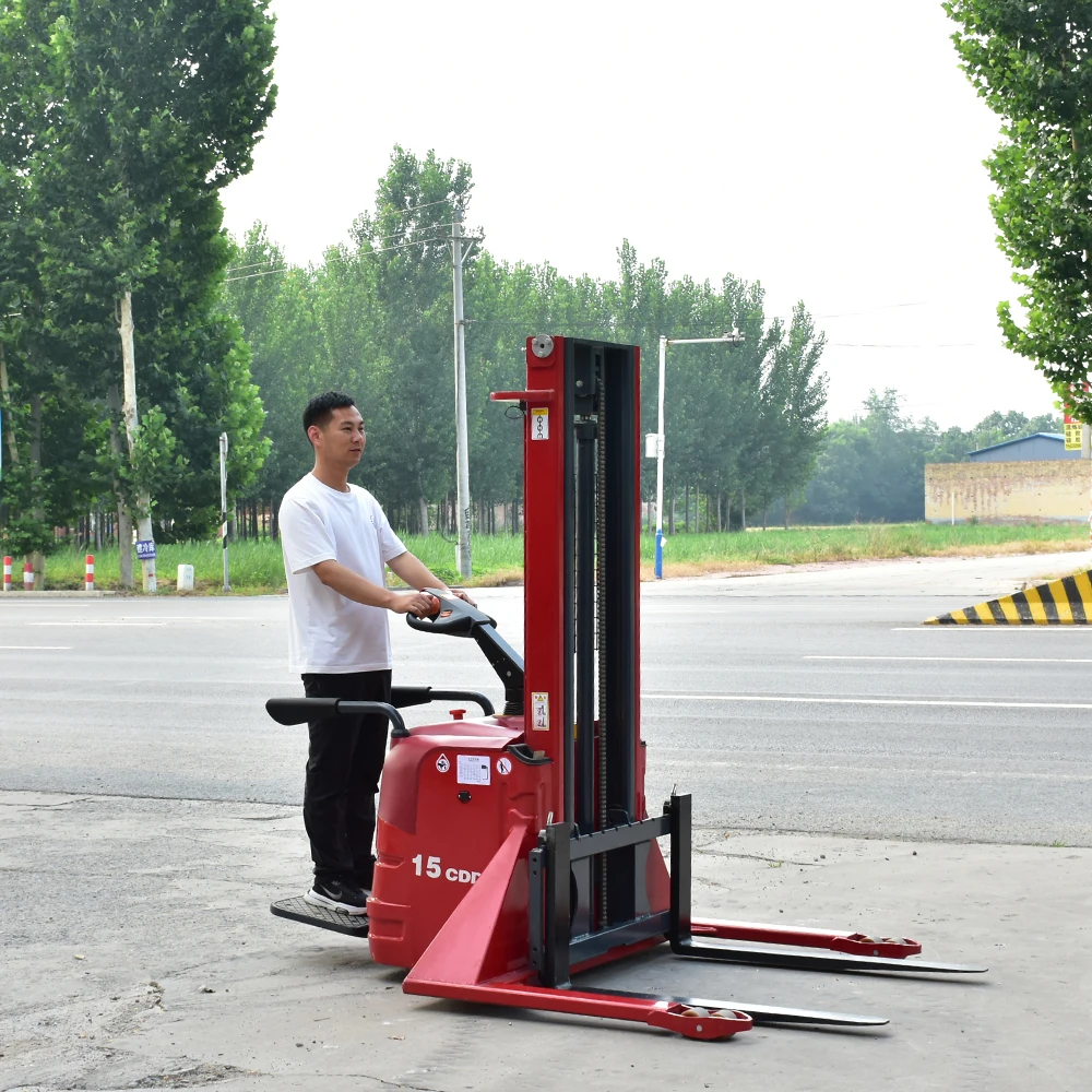 Customized CE Certified Hot Selling CDD10 1.5T Electric Forklift Stacker Automatic Elevator Lead-Acid Battery AWD Pallet Handler