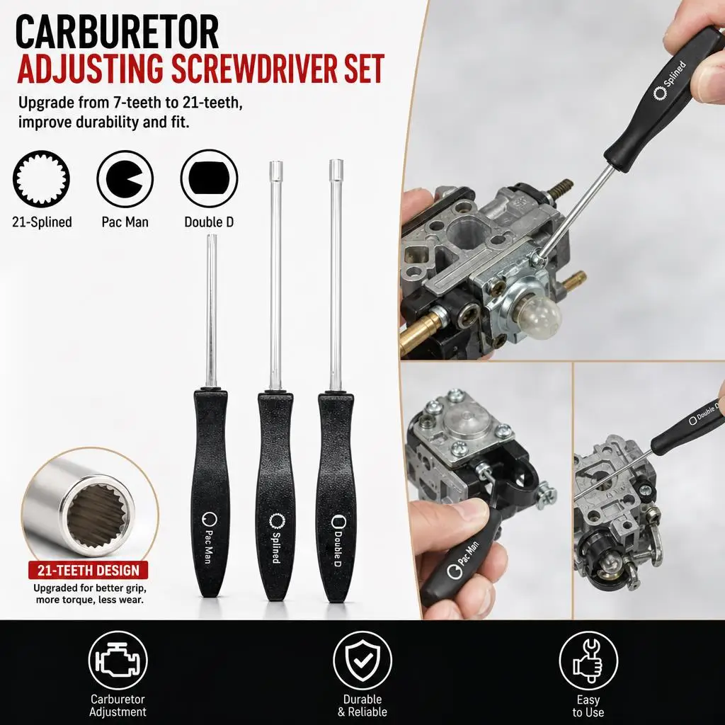 3pcs Carburetor Adjustment Screwdriver Chain Saw Adjustment Tool Poulan Husqvarna Craftsman