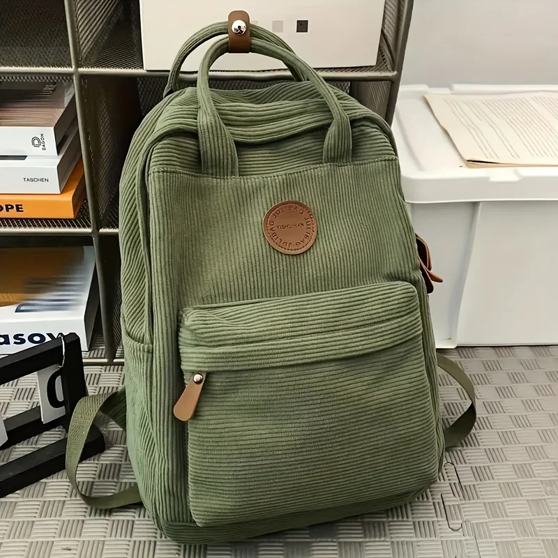 backpack for school with laptop compartment MARK Wheeled 1680D Nylon Cabin Bag 15.6 Zipper closure Casual Corduroy Backpack for Teens,
