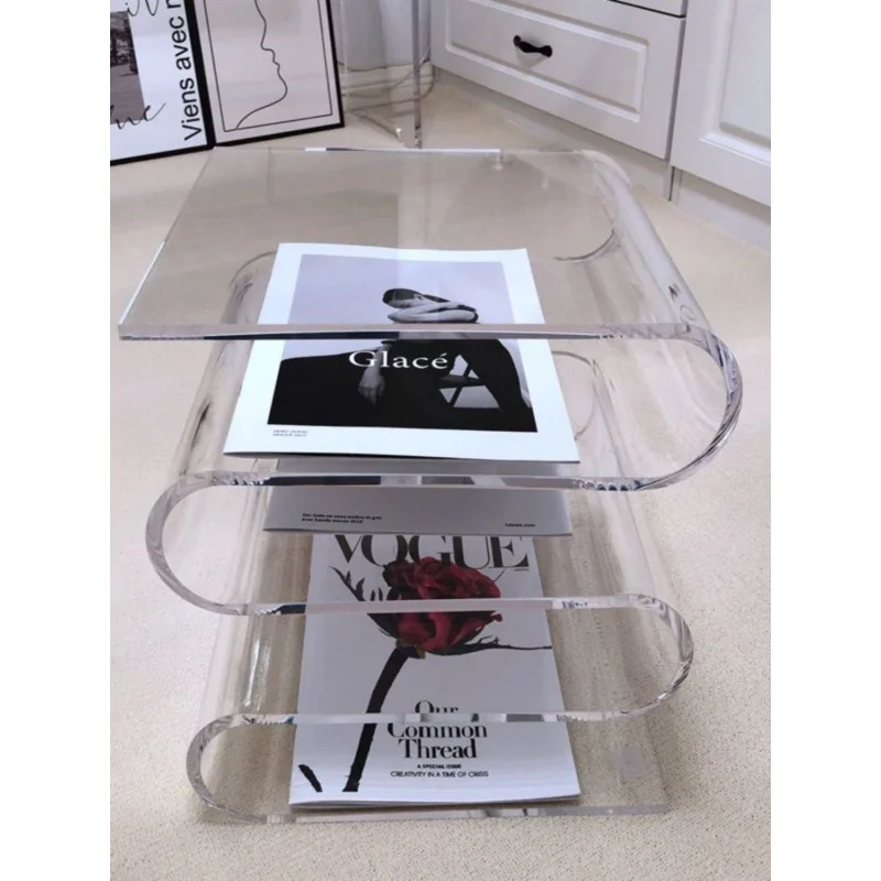 Acrylic Internet Celebrity Book Shelf  Home Living Room Sofa Side Table Bedside Table Personality Simple Shaped Magazine Rack