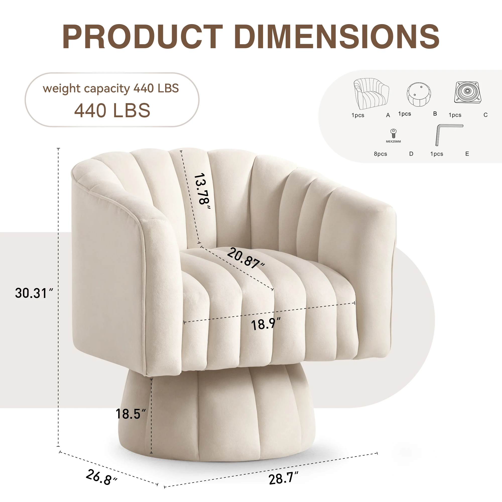 Korser 360° Swivel Multicolored Accent Chair with Velvet Upholstered Swivel Barrel Chairs for Living Room, Bedroom