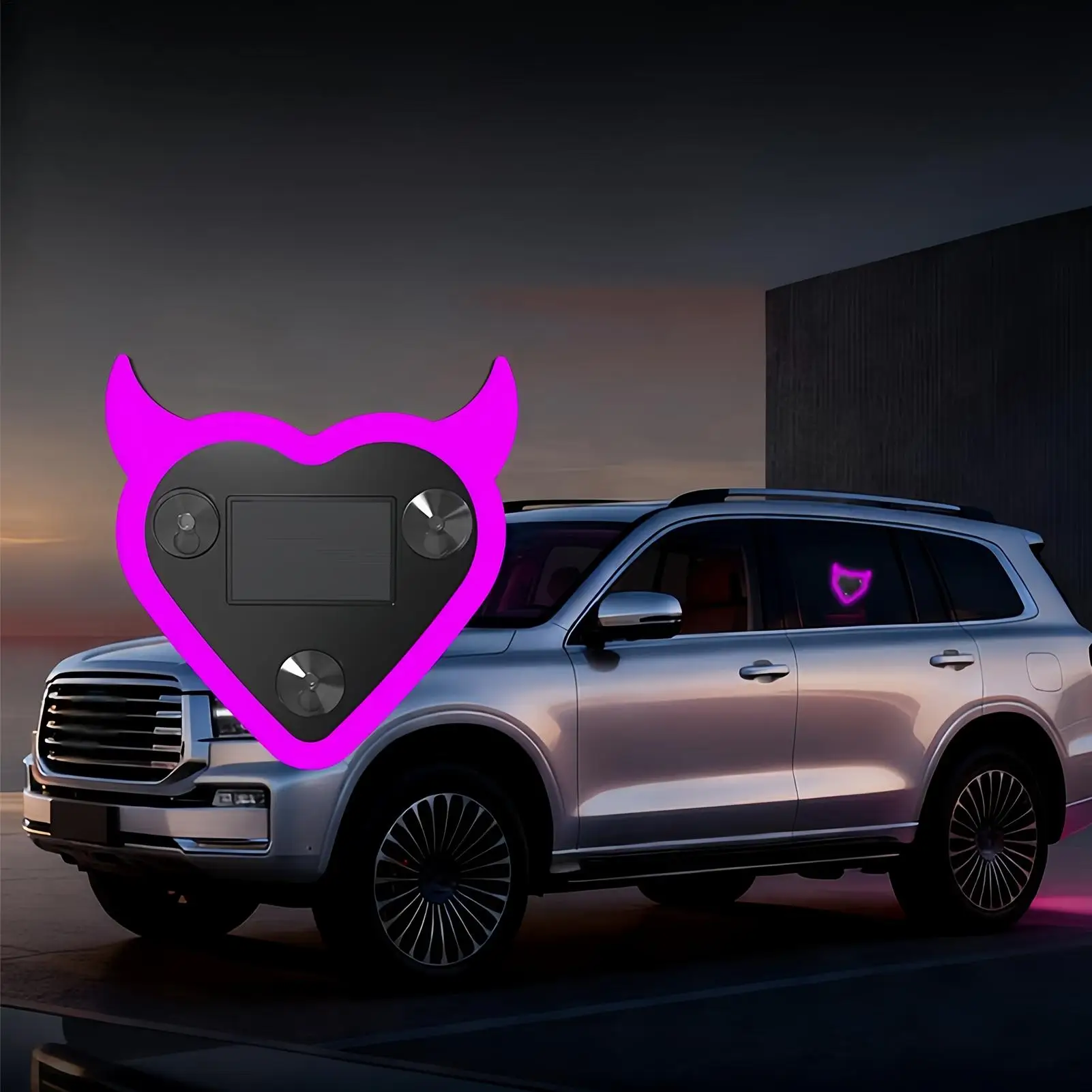 Solar & USB-C Car LED Ambient Light - Heart Shape Neon Decor for SUV, Truck, Sedan, RV, Minivan - Mood Lighting for Vehicle