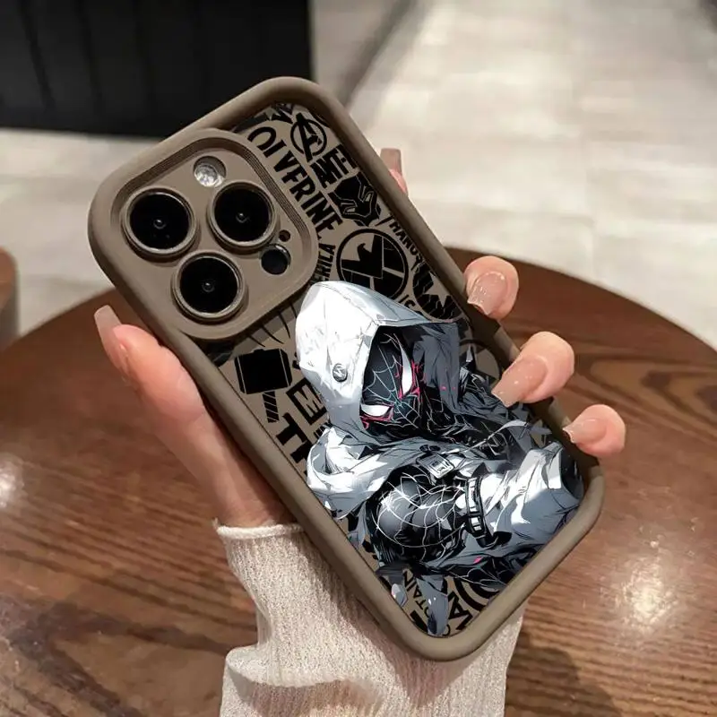 Marvel Spider Punk Miles Soft Liquid Silicone Phone Case For iPhone 11 12 13 14 15 Pro Max Plus XS X XR Max 7 Bumper Back Cover