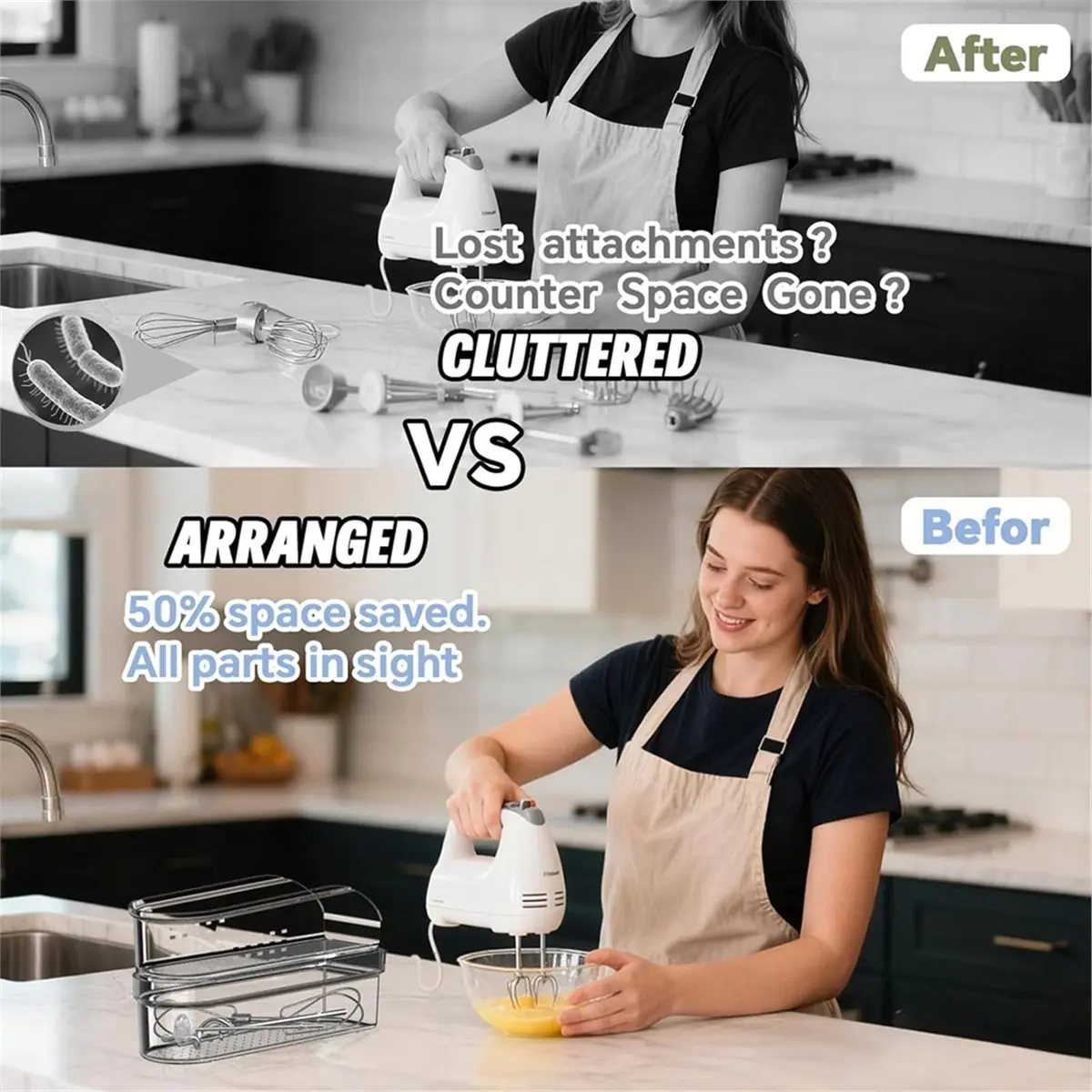 

Чехол для хранения ручного миксера AT52 для серии KitchenAid KHM5/KHM6/KHM7/KHM9, двухслойный прозрачный акриловый контейнер для хранения