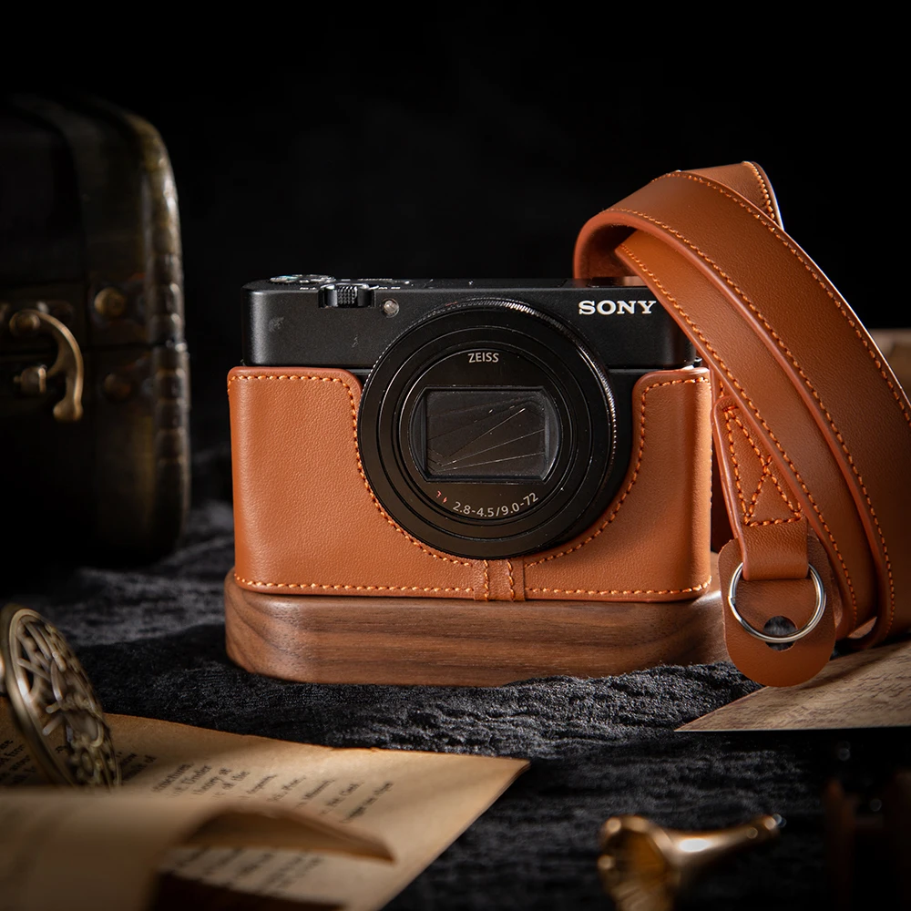 Pour Sony DSC-RX100M6/7 étui en cuir sac photo étui de protection sac en cuir véritable appareil photo demi-étui accessoires de photographie