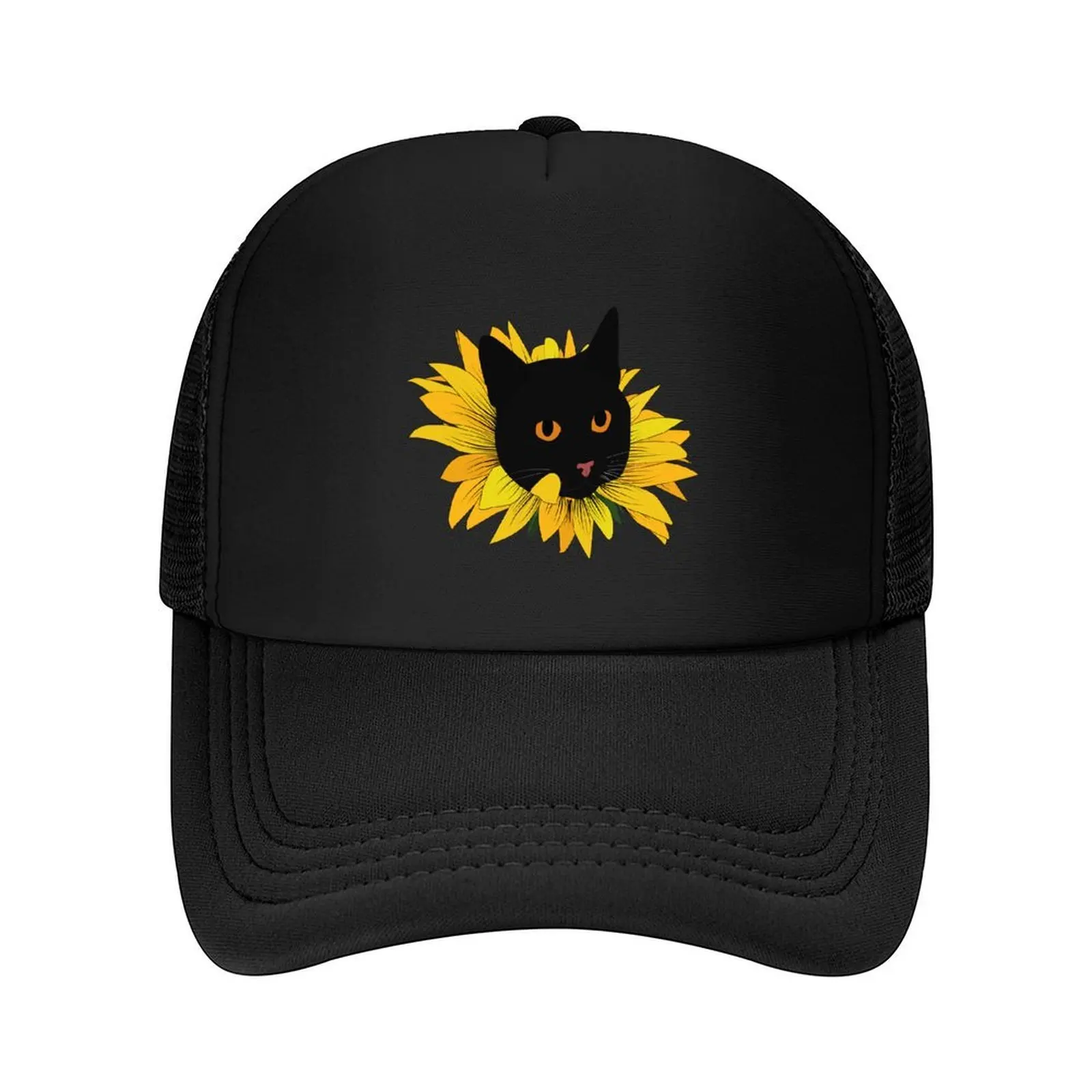 

Black Cat Popping Out Of A Sunflower Baseball Cap funny hat beach hat western Hat Christmas For Women Men's
