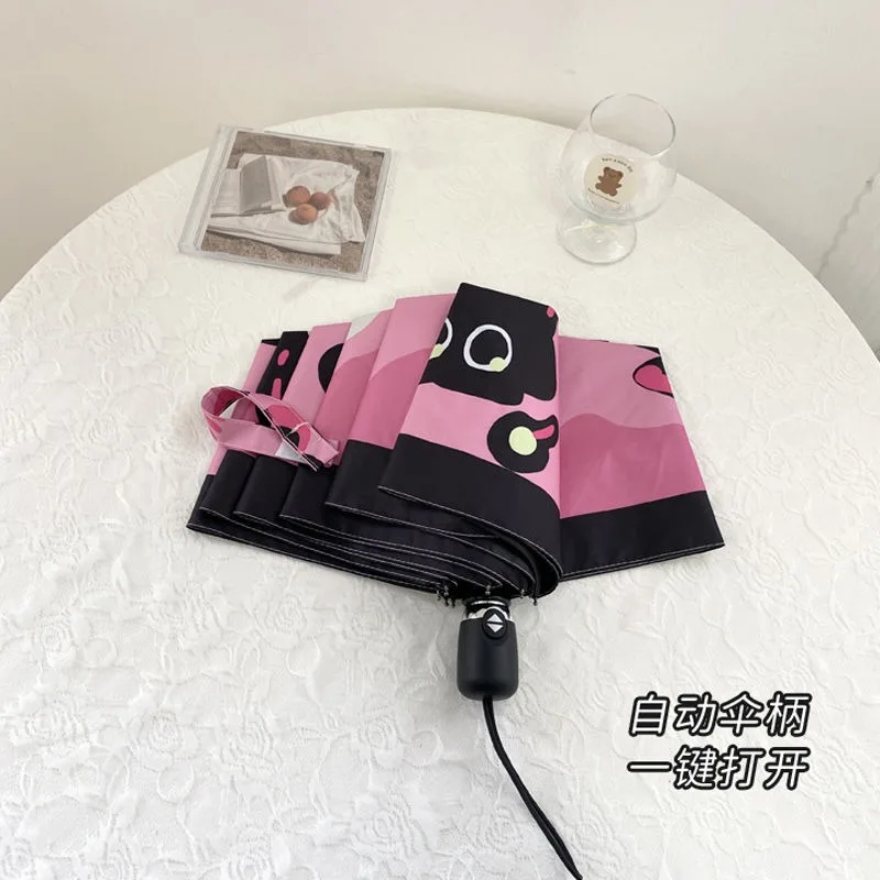 Fully Automatic Cat Cute Umbrella, Rain and Shine Dual-purpose Black Rubber Portable Sun Umbrella, Sun Protection, UV Protection