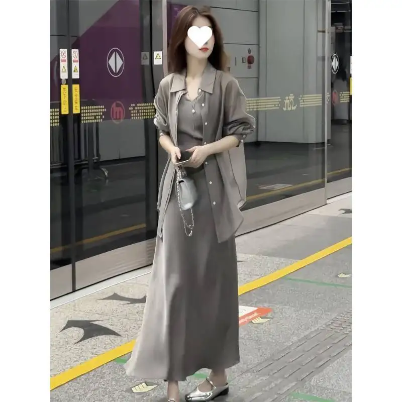 

Fashionable Loose-fit Stylish Sun Protection Shirt Set for Summer 2025. New Style Halter Dress Set for Women.