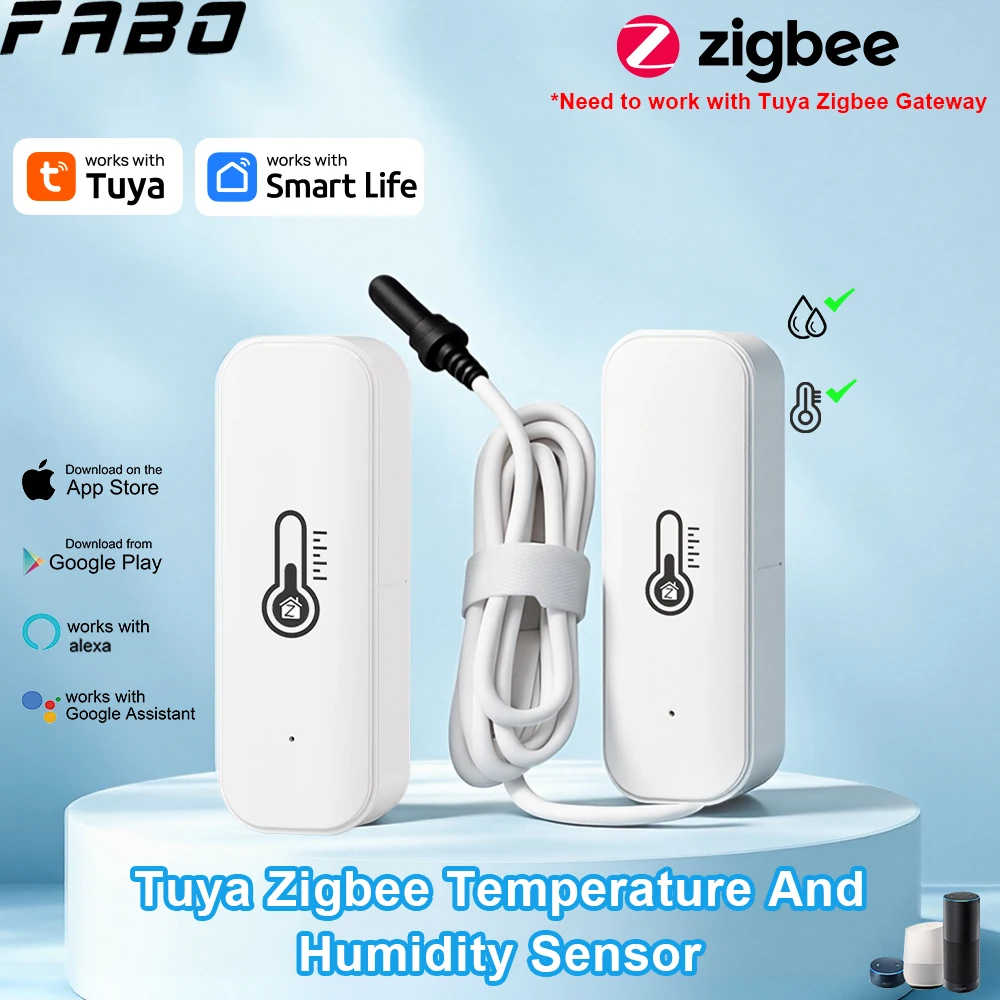 Tuya Zigbee Thermometer Hygrometer for Indoor/Outdoor Use APP Remote Room Climate Viewing Supports Alexa Google Voice Assistant