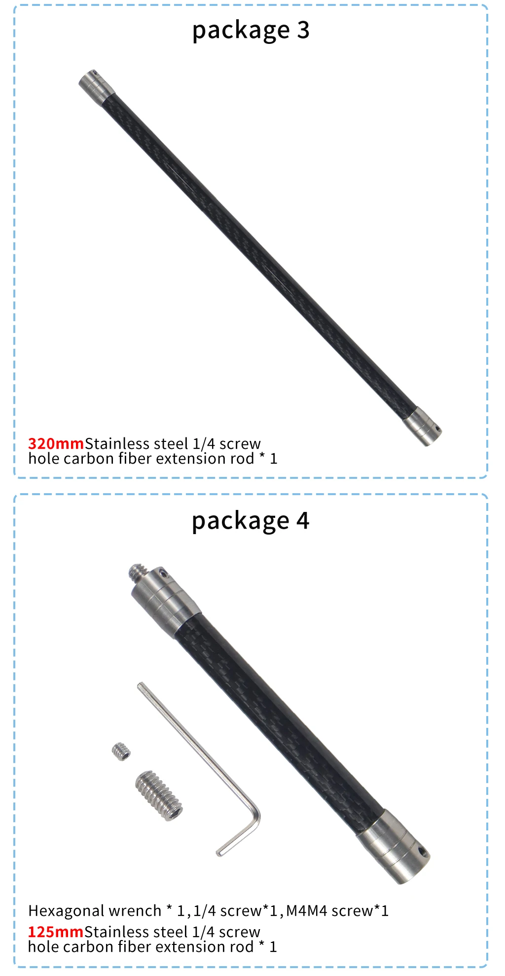 Carbon Fiber Extension Pole 1/4 Schraube Selfie Stick 12mm Erweiterte Stange für Gopro für DJI OSMO360 für Insta360 Kamera FOV Halterung – Detail 10
