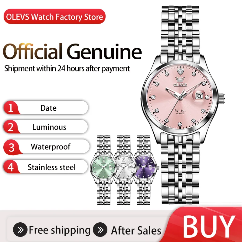 

Бренд OLEVS 2025 Новые часы женские наручные водонепроницаемые часы с датой relojes de mujer светящиеся модные женские часы