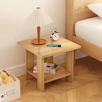 Solid Wood Bedroom Small Side Table Balanced Sturdy Structure Storage AArea Stable Cabinet Modern Simple Bedside Storage Rack