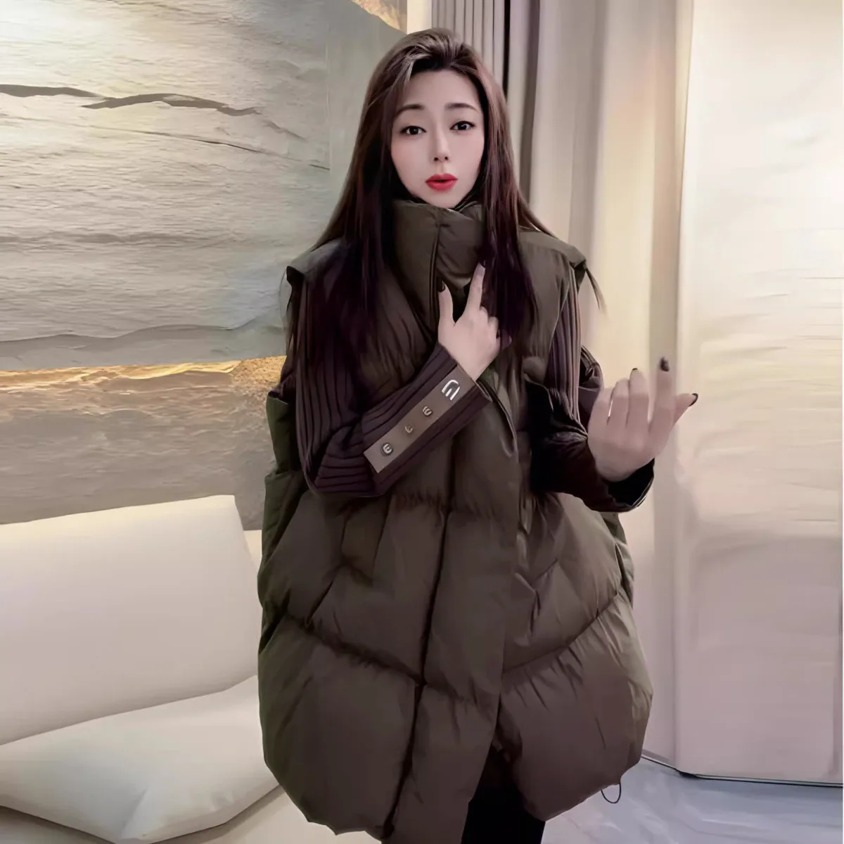 

6XL Large Size Women Down Cotton Vests Autumn Winter Thicken Warm Puffer Sleeveless Jacket Female Korean Loose Parkas Vest Coat