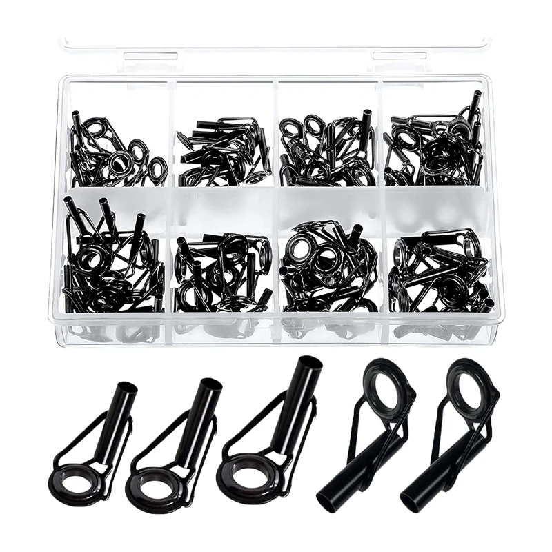 

Quality 80 Pieces Fishing Rod Tip Repair Kit For Freshwater Saltwater Rods Stainless Steel Ceramic Ring Guide Replacement Kit