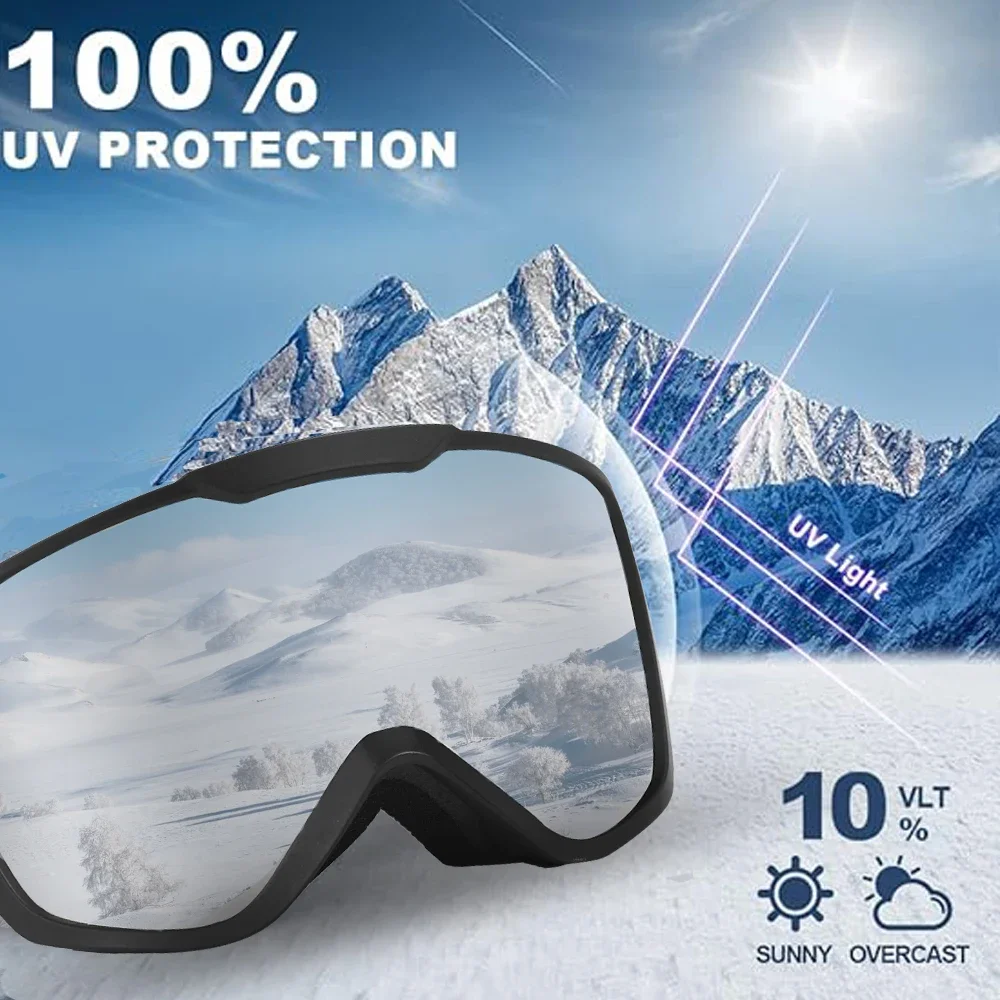 Ski Goggles Snowmobile Ski Mask for Men Women Anti-Fog Double Lens Winter Snowmobile Glasses Skiing UV400 Snowboard Accessories