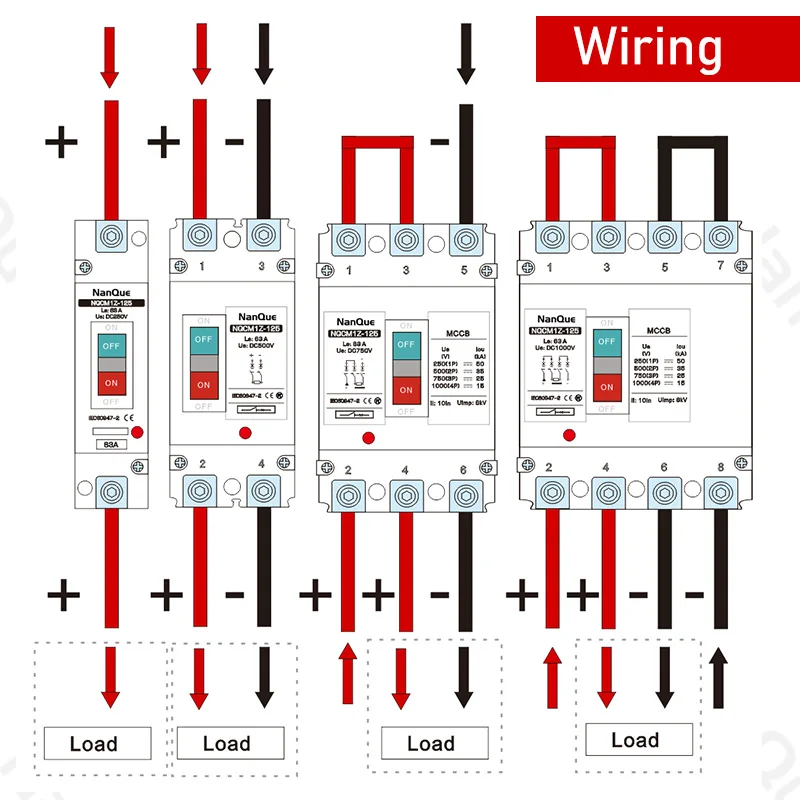 Wyłącznik prądu stałego 250V/500V/750V/1000V MCCB Solart System PV, zabezpieczenie przed zwarciem, wyłącznik akumulatora 150A 200A 300A 400A