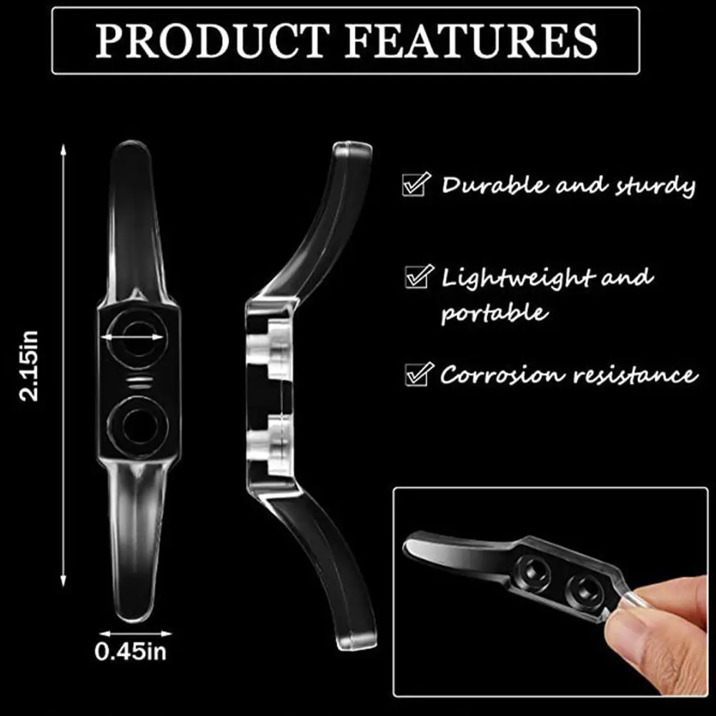 12Pcs Transparent Roller Curtain Hooks Double Hole Positioning Hooks Smooth Surface Blinds Retainer for Drawcord Roman Roller