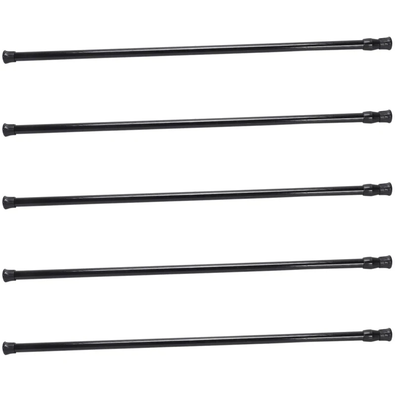 5X wysuwany teleskopowy sprężynowy netto Voile Tension karnisz pręty słupowe, 70-120Cm, czarny