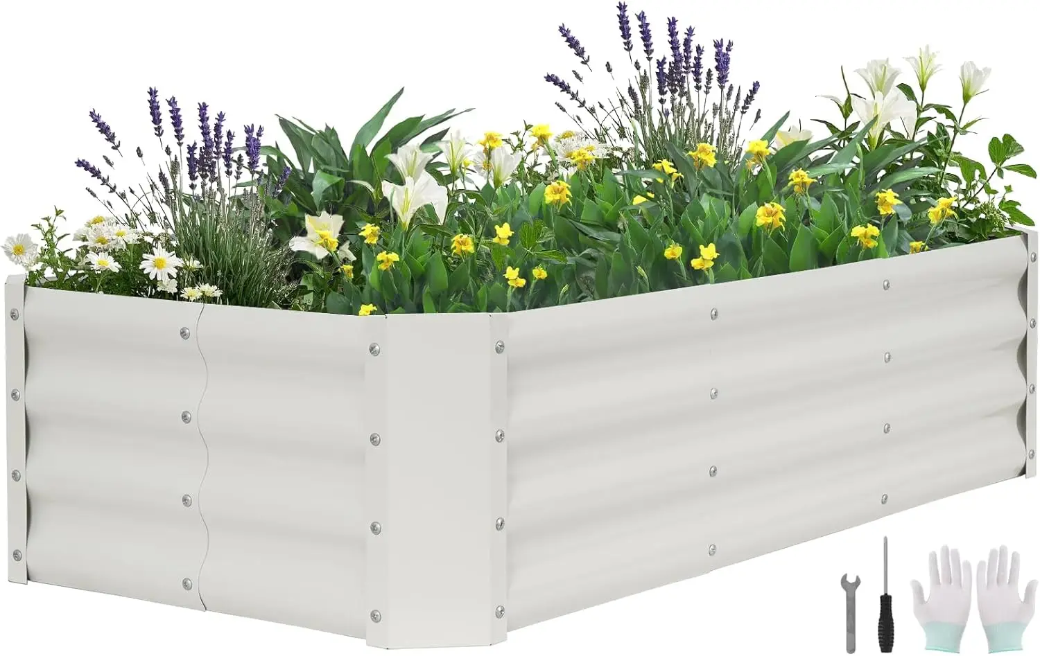 

Galvanized Raised Garden Bed - 4x2x1ft Metal Garden Planter Box Outdoor | Steel Raised Bed Kit with Bracing Rods, Gloves