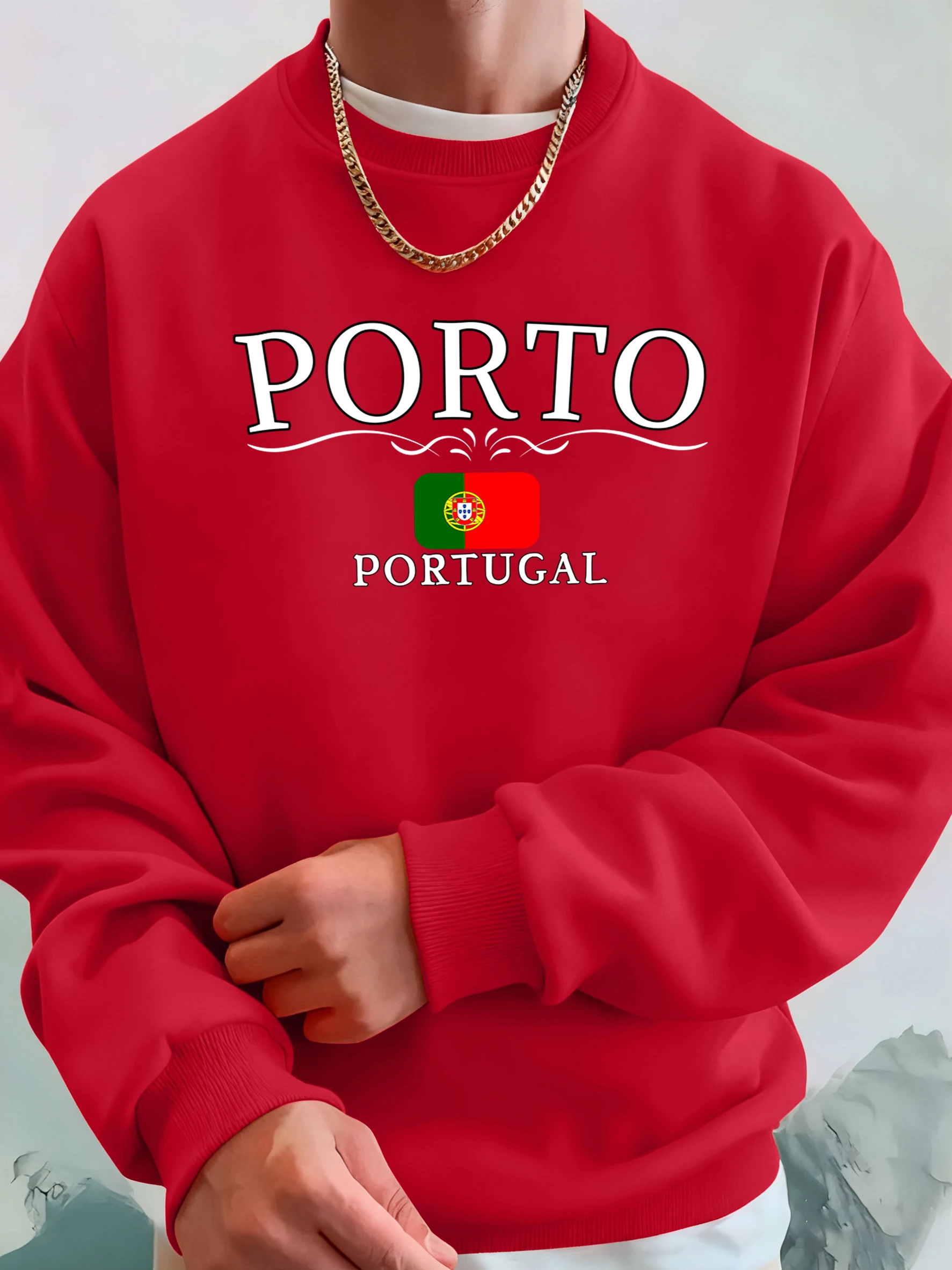 بورتو البرتغال رسالة وعلم طباعة الملابس للجنسين الدافئة عارضة هودي الشارع الرياضية الصوف رشاقته الشارع الشهير رجل #3