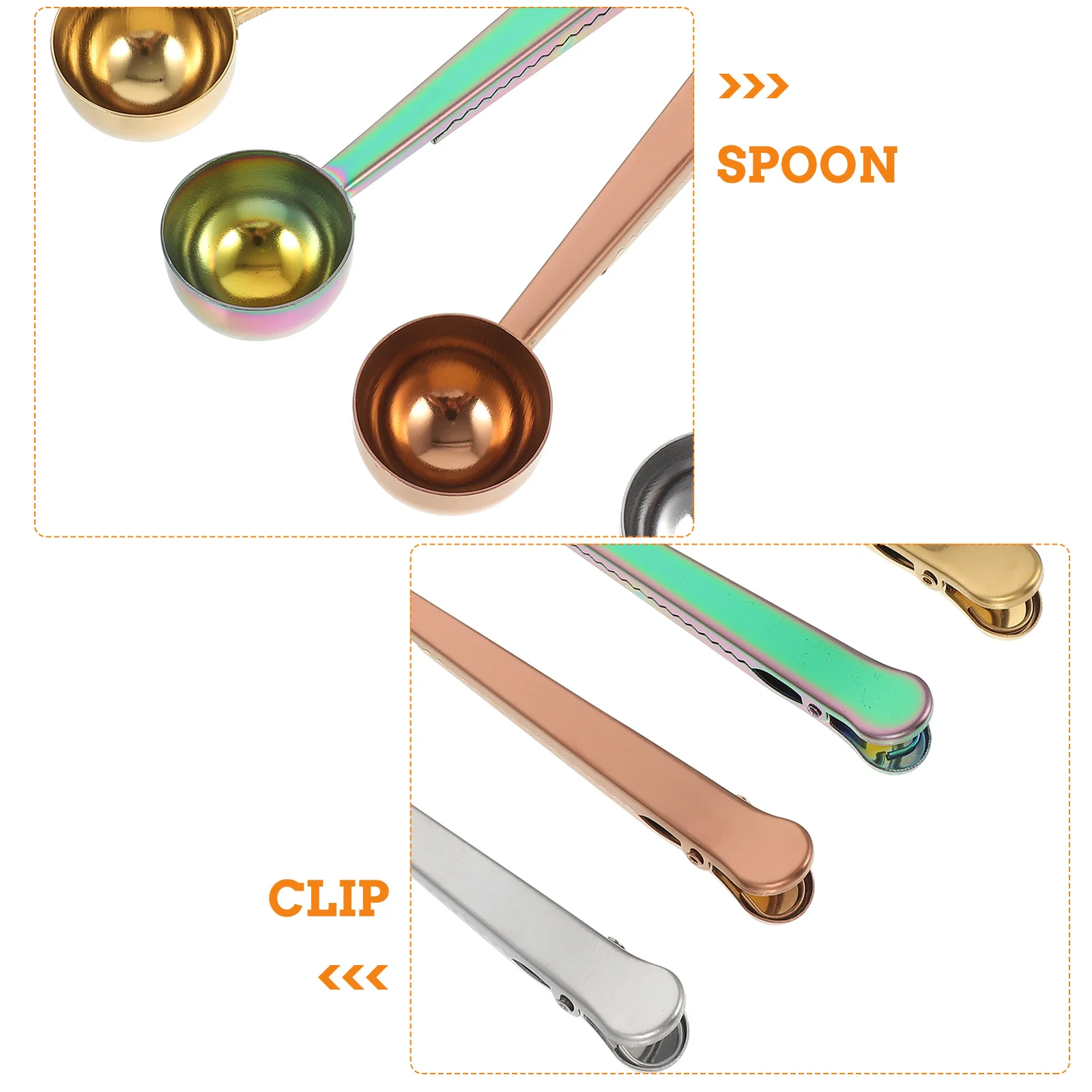 

5pcs Scoop With Stainless Steel For Coffee Tea Powder Sugar Kitchen Tool 2 In Spoon Long Handle Kitchen Accessories