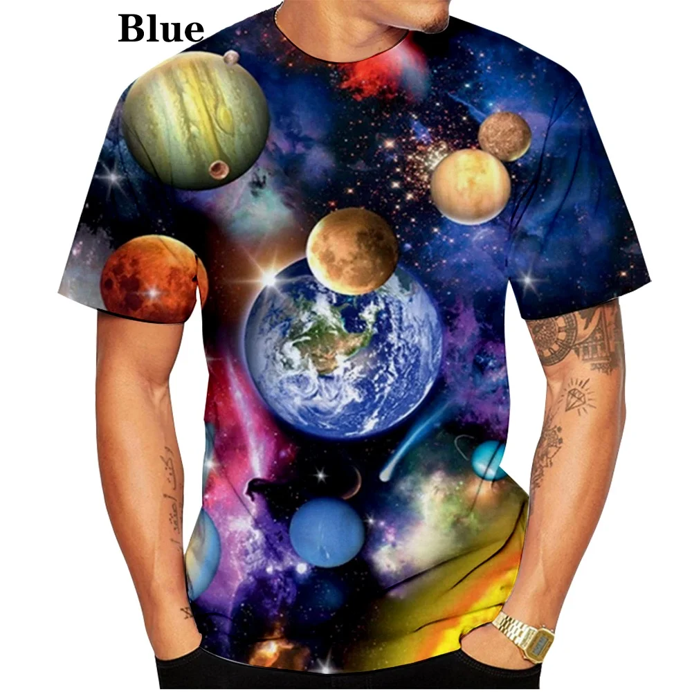 Fashion Unisex Realistic 3D Colorful Print  Graphic Galaxy Pullover tee shirt XS-5XL