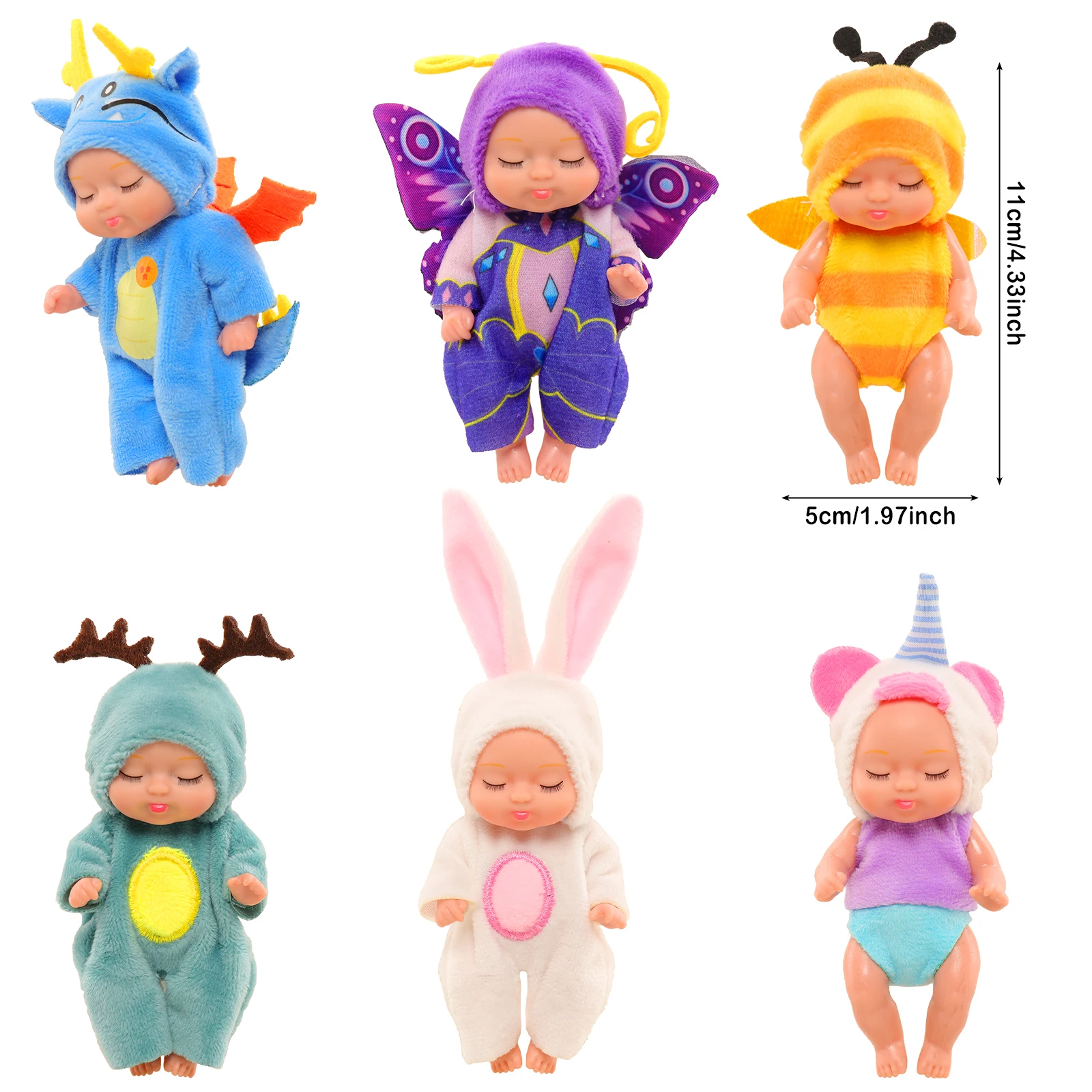 Barwa 4.33 Inches Mini Sleeping Mini Rebirth Doll Gift for Kids 3 to 8 Years Old Christmas Gift New Year Gift Birthday Gift