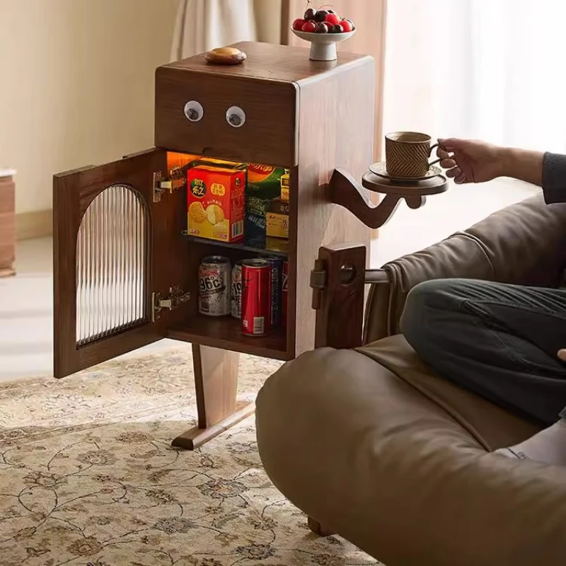 

North American black walnut robot sofa side cabinet bedroom solid wood bedside table bedside table living room creative storage