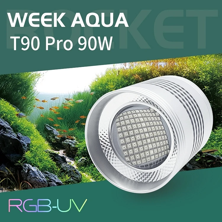 WEEK AQUA T90 Pro シルバー 90W LEDライト WEEK AQUA T90 PRO APP RGB-UV 90W Suporte para tanque de peixes