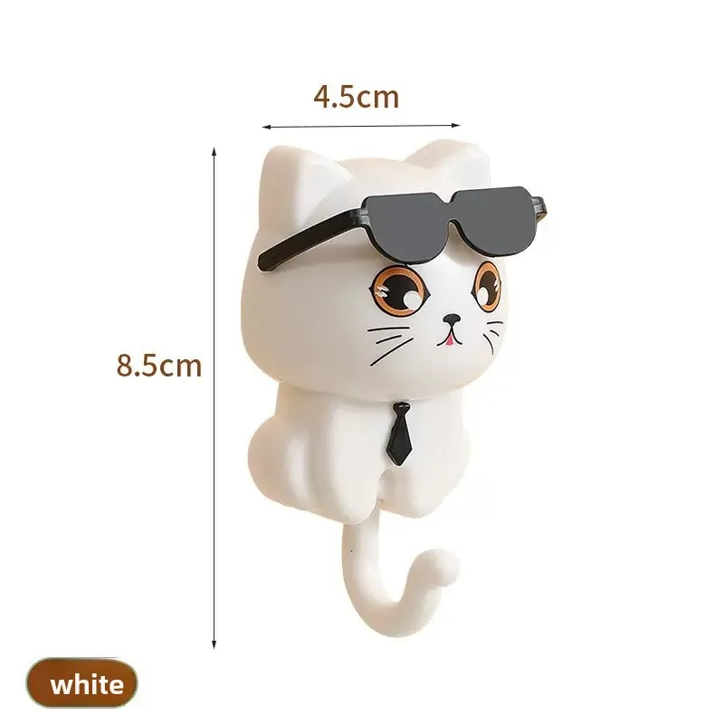 Adhesive Coat Hooks Strong Key Holder Creative Cute Cat Key Hook Home Storage Utility Wall Decoration For Hanging Hat Key Towel