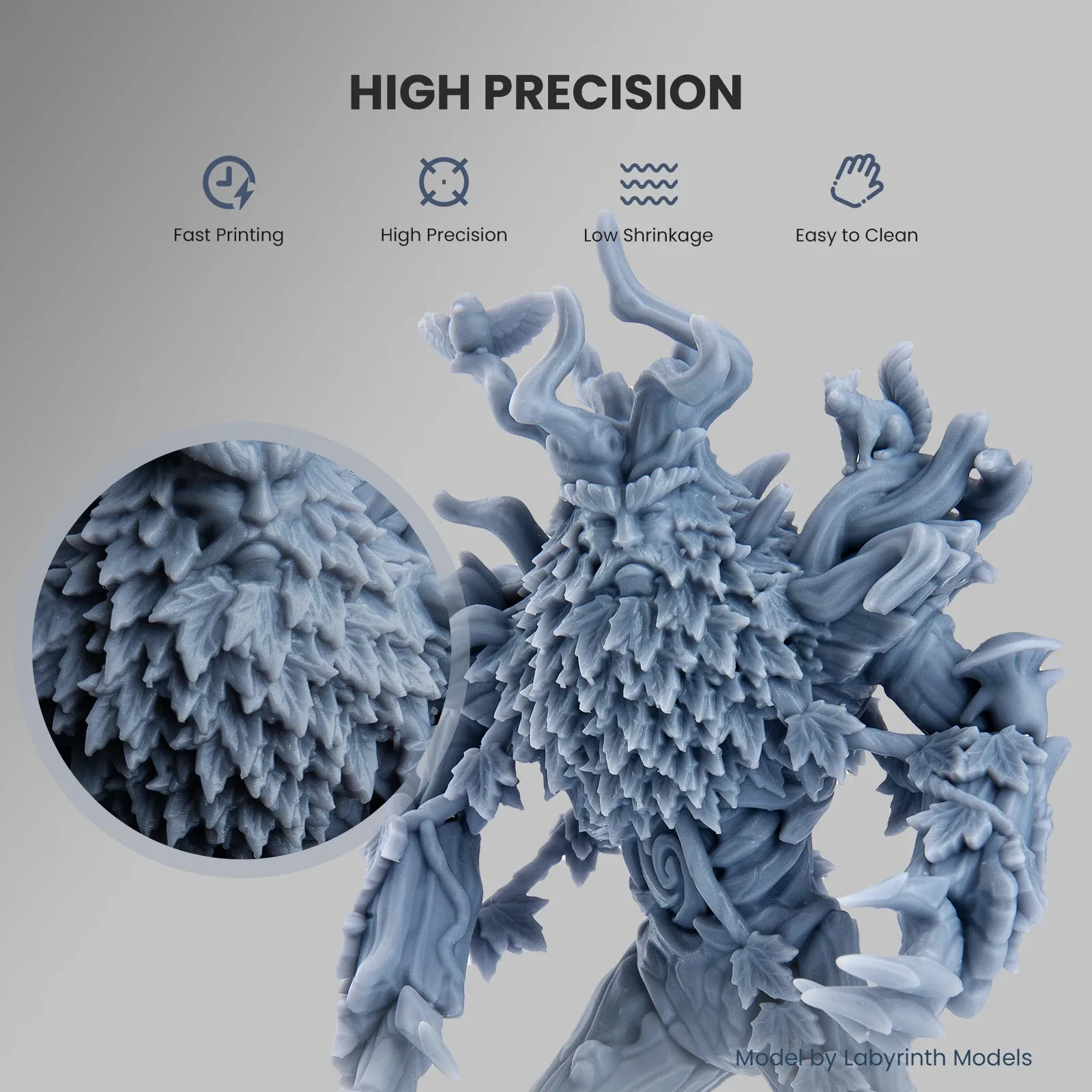 ELEGOO Standard 2.0 3D-Druckerharz 1000 g graues pflanzliches Harz, schneller, präziser Druck, geruchsarm, 405 nm LCD, UV-Härtung für LCD 3D