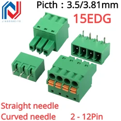 2Sets 15EDG 3.5mm 3.81 Screw Free Plug-in PCB Terminal Block 15EDGKD 3.5MM 3.81mm Spring Press Type Cable Connector 2P 3P 4P-12P