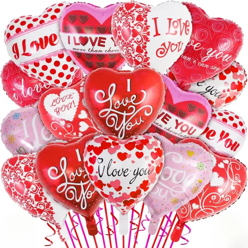 

10pcs Random Love Valentine's Day 18-inch Foil Heart-shaped I Love You Balloon Set For Wedding Engagement Party Decoration"