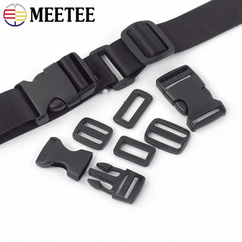 10set 15-38mm fibbie in plastica fibbia di rilascio cursore Tri-Glide chiusura regolabile per cinturino per borsa Clip per cintura accessori fai da