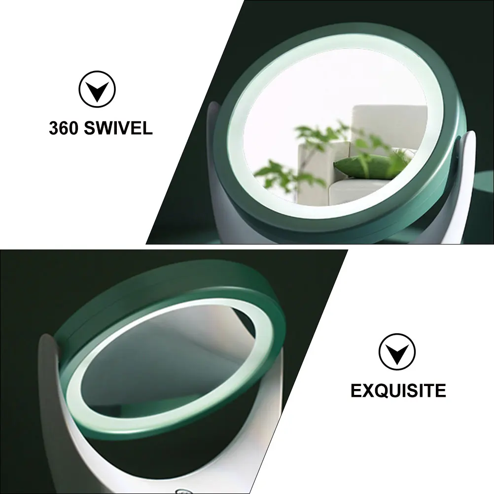

Dimming Makeup Mirror LED Vanity Mirrors Light Ornament Tabletop 360 Swivel Smart Round