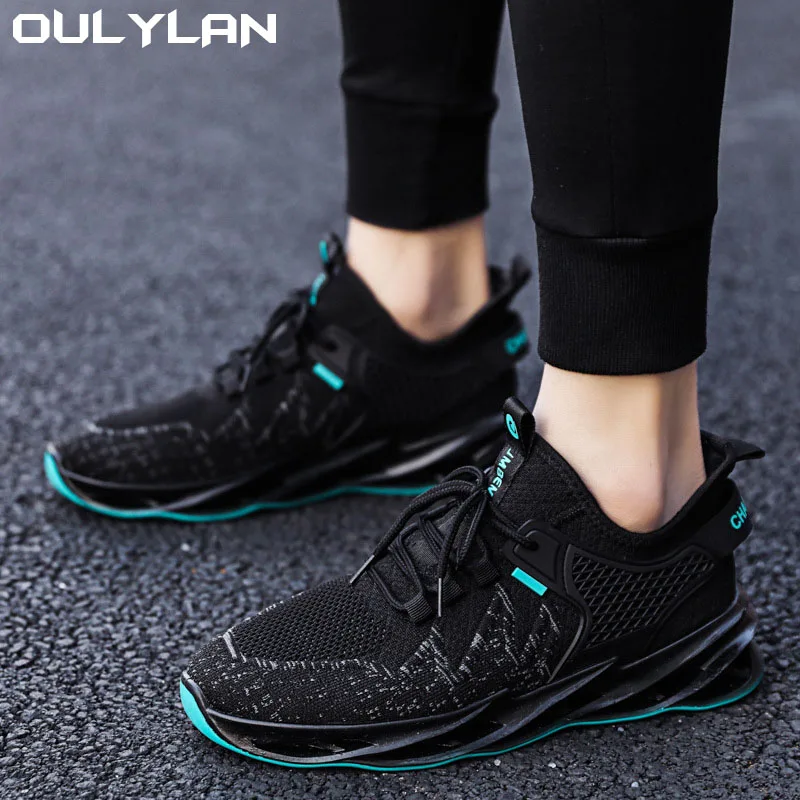 Oulylan Breathable Men Running Shoes Lightweight Sneakers Anti-slip Outdoor Men's Sneakers Soft Sports Shoes Walking Tennis