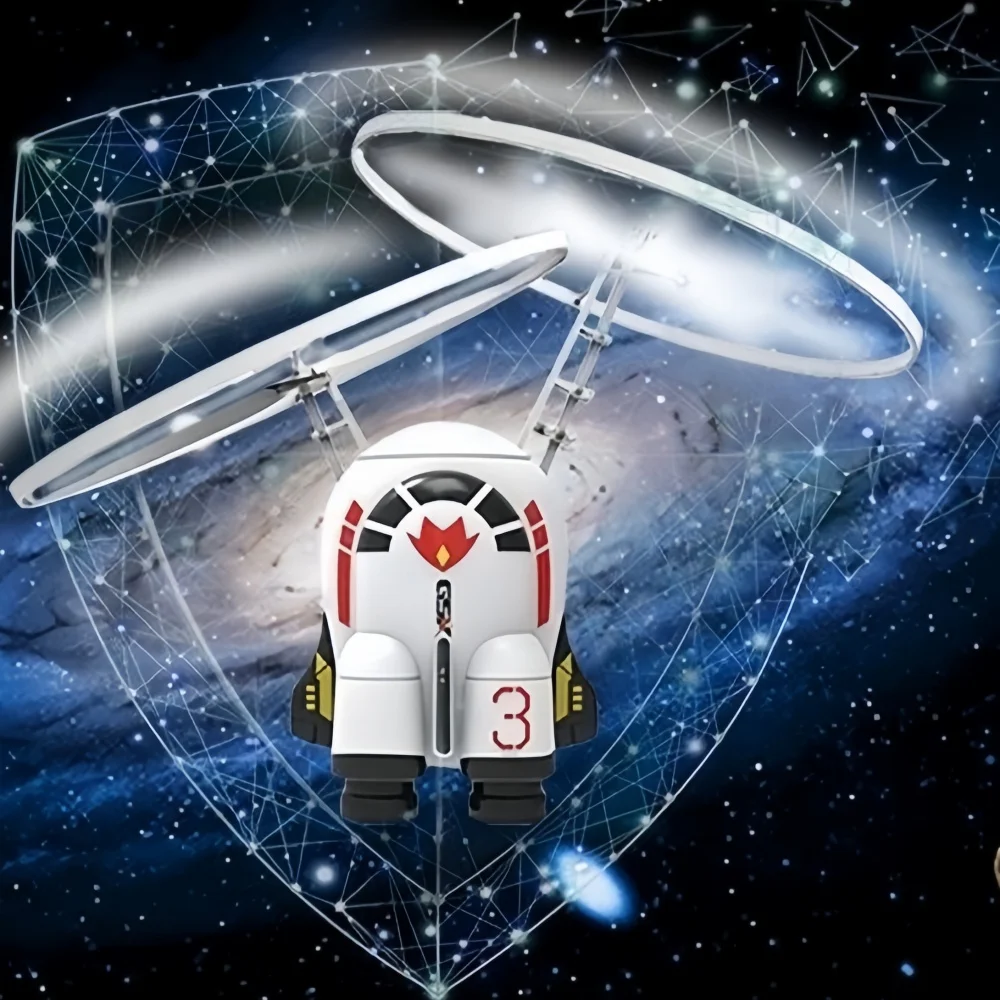 Levitating Luminous Flying Robot Astronaut Toy Aircraft Hand-Controlled Drone Interactive with Lights Outdoor Toys for Kids Gif