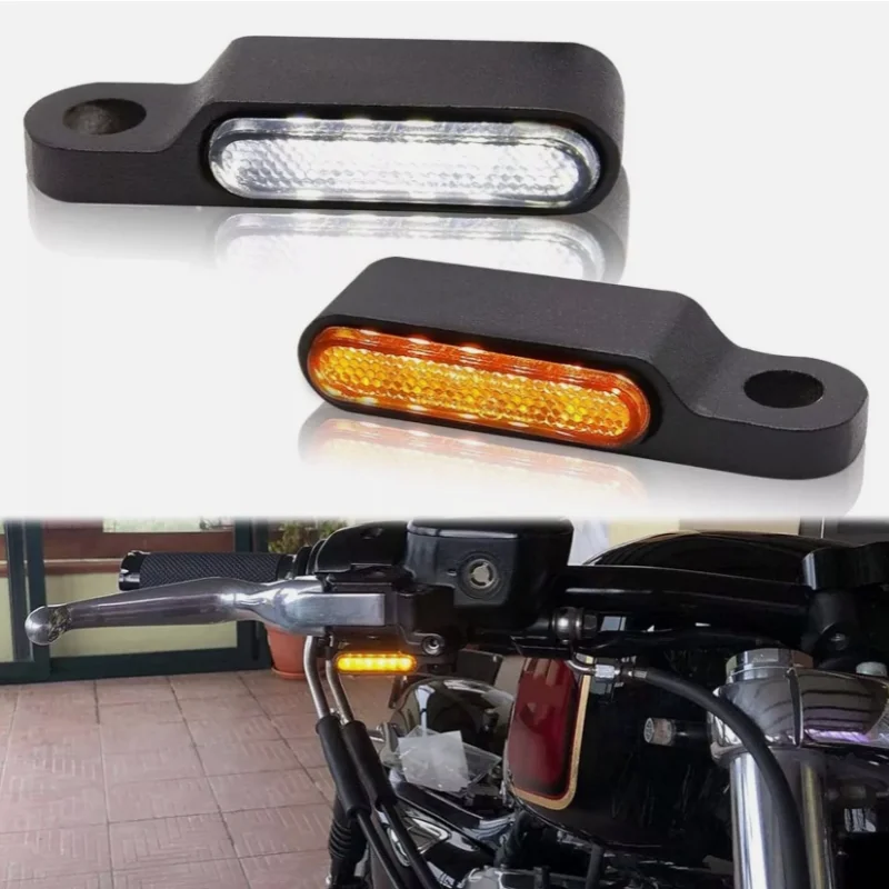 

2Pcs Motorcycle LED Mini Turn Signals 12V Motorcycle Scooter Handlebar Indicators Lights Blinker Lamps Amber Flasher Taillight