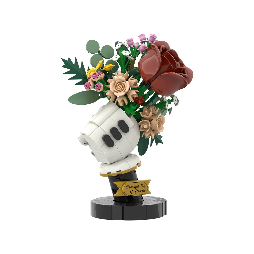 MOC Flowers Bouquets Building Blocks Kit Cartoon Vase Living Room Bouquet Plant  Home Holidays Decor Bricks Toys Adult Gift - view 2