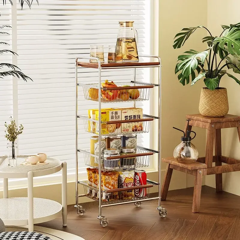 

Mobile Snack Storage Rack Household Vegetable Storage Kitchen Rack Floor Multi-layer Storage Second-hand Trolley Home Organizer