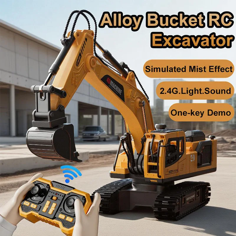 新しい 2.4 グラム 12CH リモートコントロールショベルカー RC モデルカーのおもちゃプロフェッショナル合金プラスチックシミュレーション建設車両子供のギフト