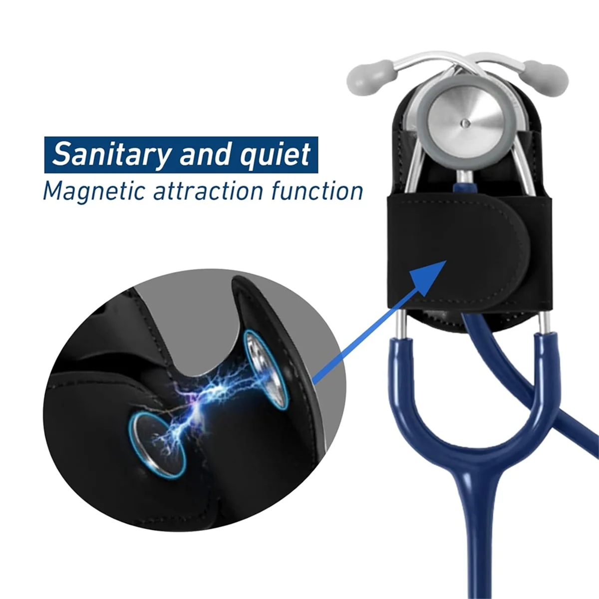 

ABNJ Stethoscope Holder - Magnetic Stethoscope Holder Clip for Scrubs Pu Leather Portable Holder for Physicians, Nurses