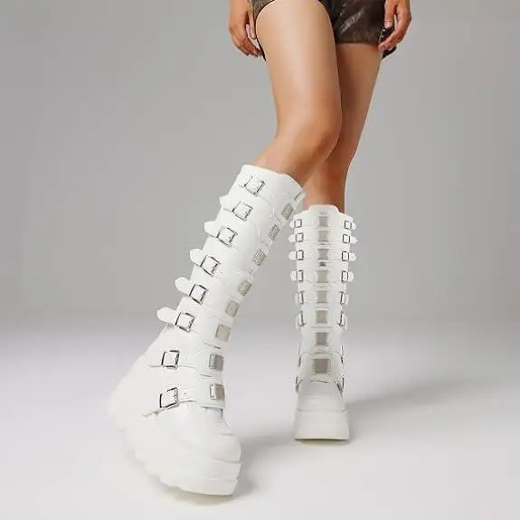 

Thisoled Punk Knight Boots ort EVA Material Spring Autumn Flat Heel Knight Sle Faion Boots for Women
