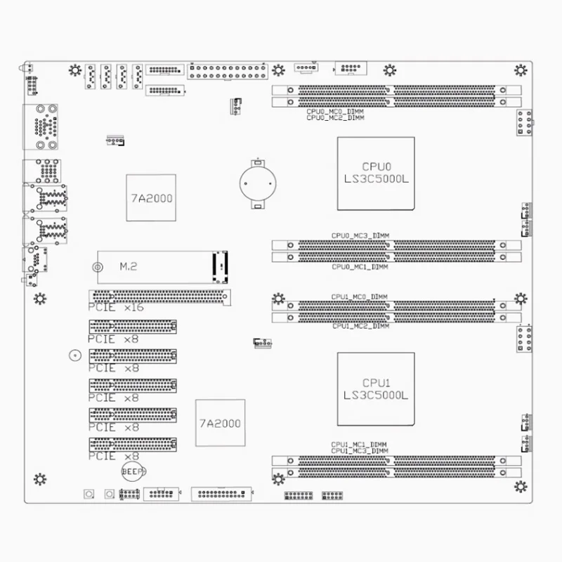 Loongson 3c5000 Dual Server Loongson 3c5000+7a2000 Mainboard 3c5000 Server