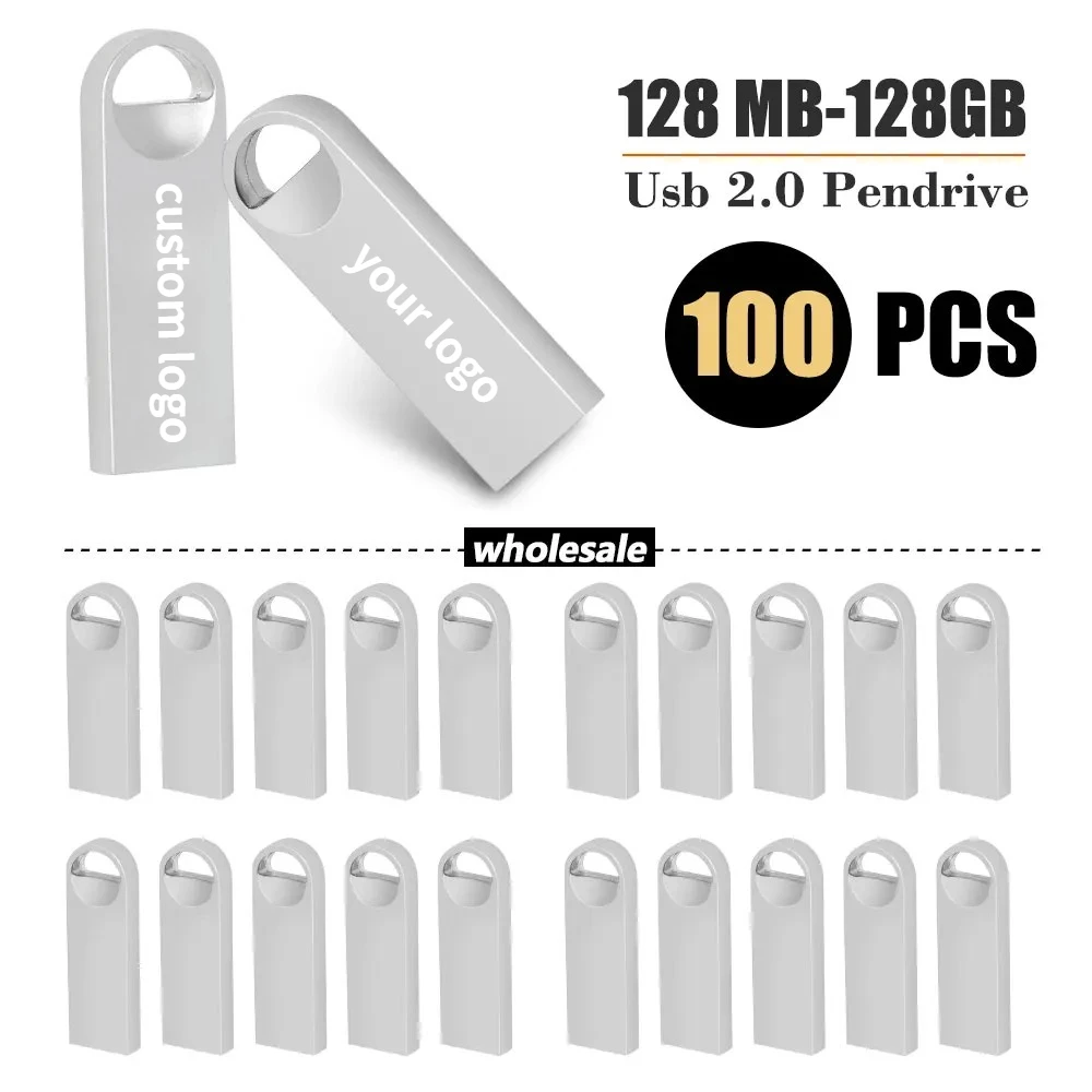 

100PCS Custom LOGO USB 2.0 Flash Drive 128GB 64GB 32GB High speed Pen drive 2GB 4GB 8GB 16GB Memory stick Creative gift U disk