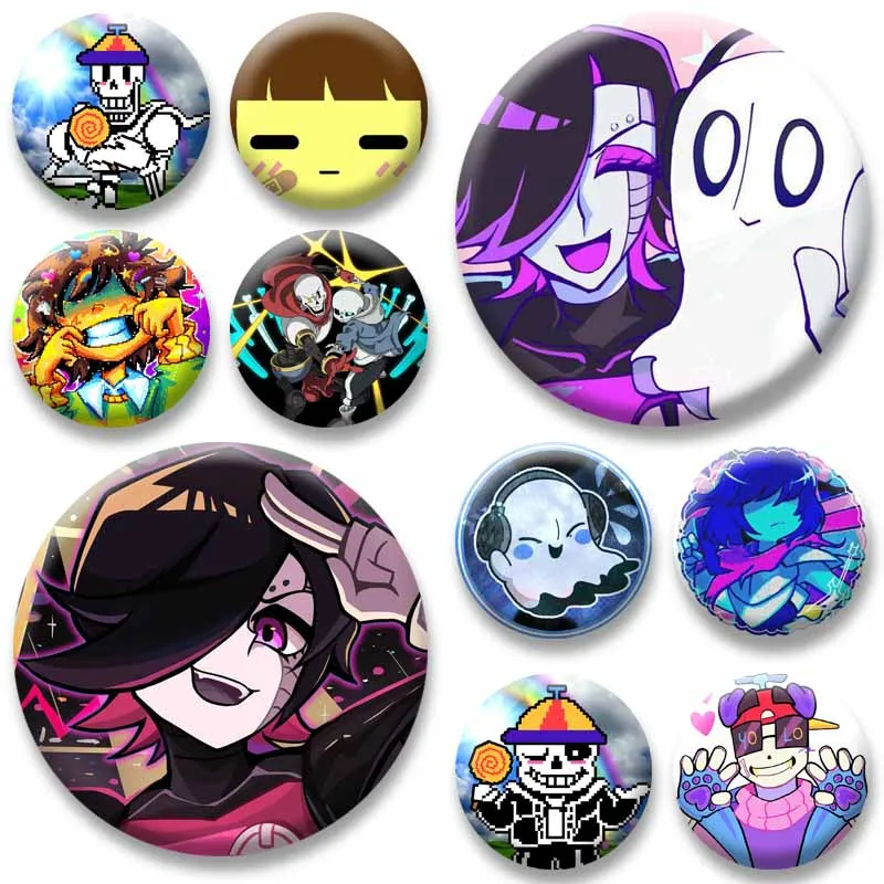 Funny Frisk Sans Papyrus Toriel Cartoon Brooch Anime Game U-Undertale Button Badges Bag Clothes Shoes Jewelry Pins Friends Gifts