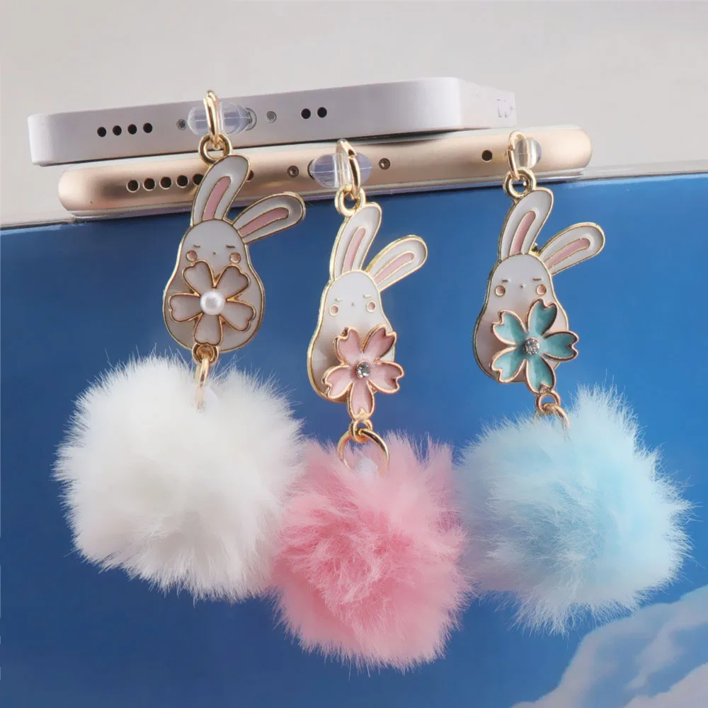 Cute Dust Plug Charm Kawaii Hairball 3.5MM Jack Anti Dust Cap Type C Dust Protection Stopper Charge Port Plug For iPhone Xiaomi