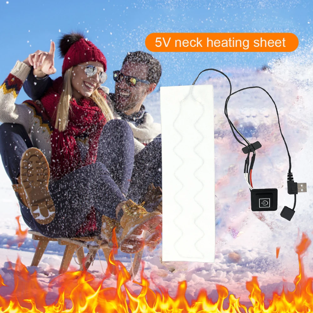 5V Scarf Lined USB Fiber Heater Carbon Electric Heated Jacket Soft Cushion Winter Men Vest Heating Clothes Warmer Pads Keep Warm