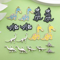 16/20pcs Cartoon Dinosaur Design Charms Alloy Metal Animal Pendants For DIY Bracelet Necklace Jewelry Making Accessories